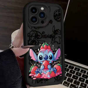 Coque iPhone Stitch Fraise (Noir)