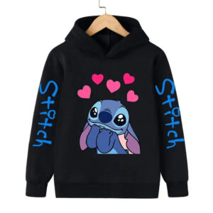 Hoodie Stitch Amoureux (Noir)